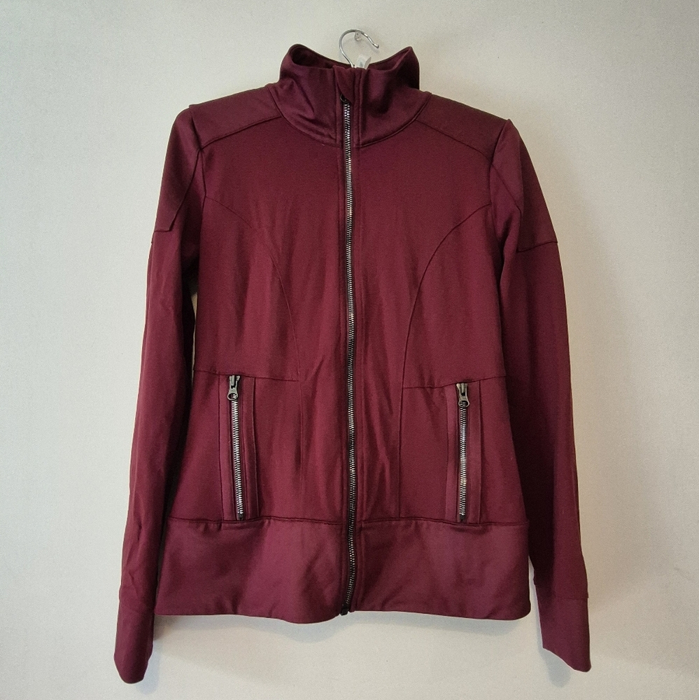 Alo Maroon Zip-Up Athletic Jacket